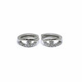 Small hoop earrings with silver white stones and flowers