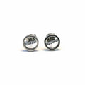 Silver white centre stone circle contour stud earrings