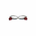 Silver white-red stone earrings with patent closure
