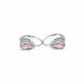 Silver white-pink drop earrings with drop shaped stones and patent closure