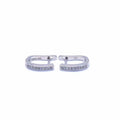 Silver white row of stones French clasp earrings