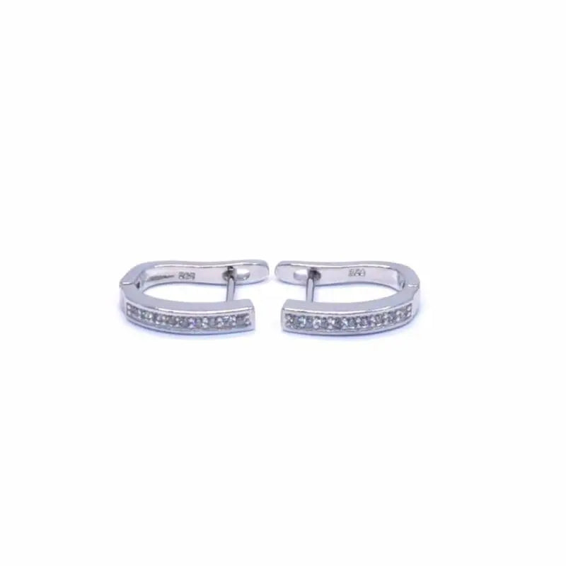 Silver white row of stones French clasp earrings