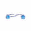 Silver white-light blue 4-claw earrings with patent closure
