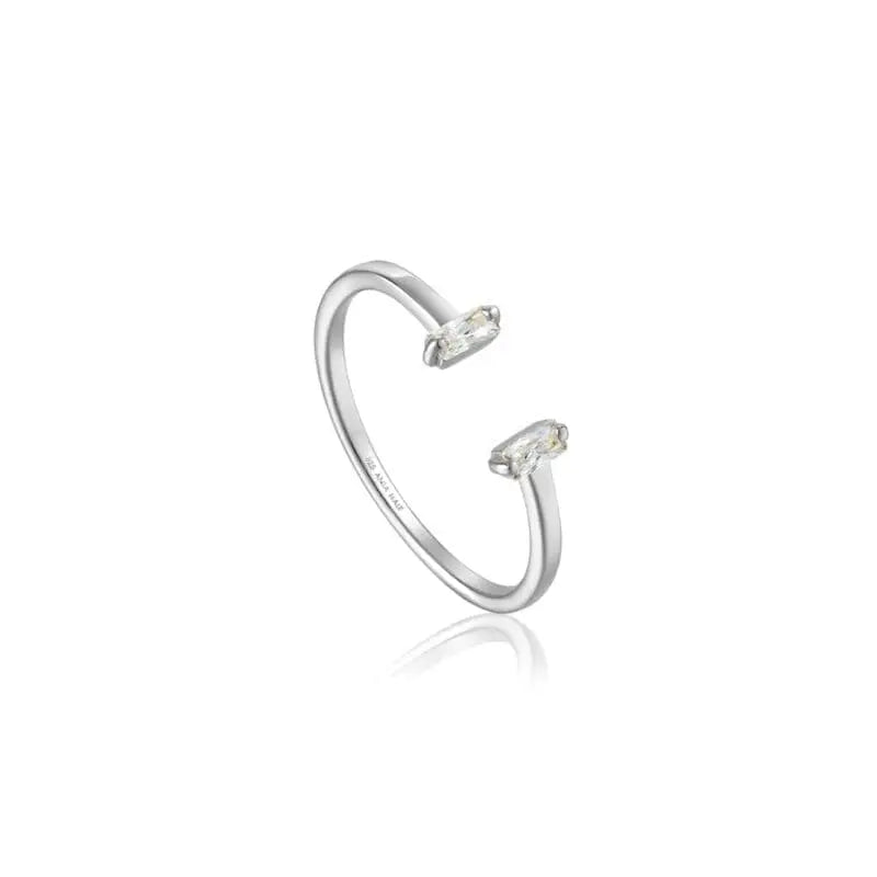 Silver shiny adjustable ring