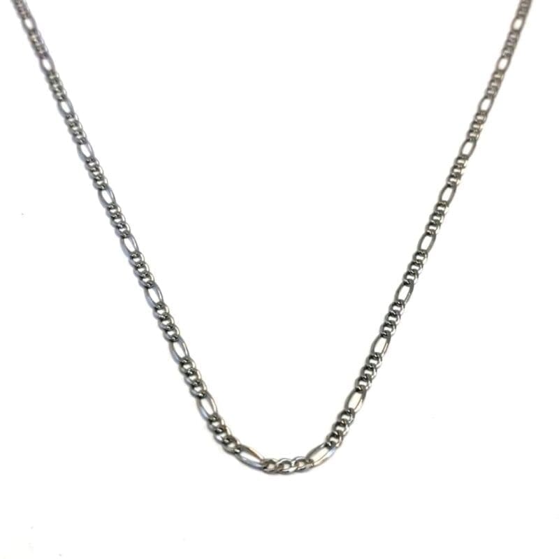 Figaro chain 60cm in hallmarked, rhodium-plated 925 sterling silver – front view – DRESCHER Jewellery®