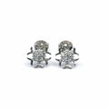 Silver snowflake white stone earrings
