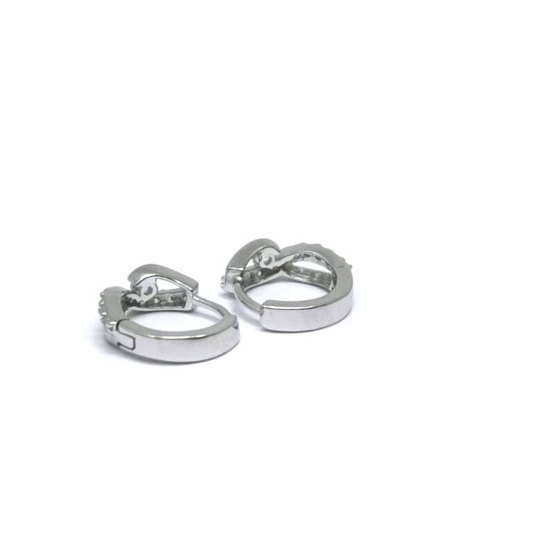 Silver wavy white stone small hoop earrings