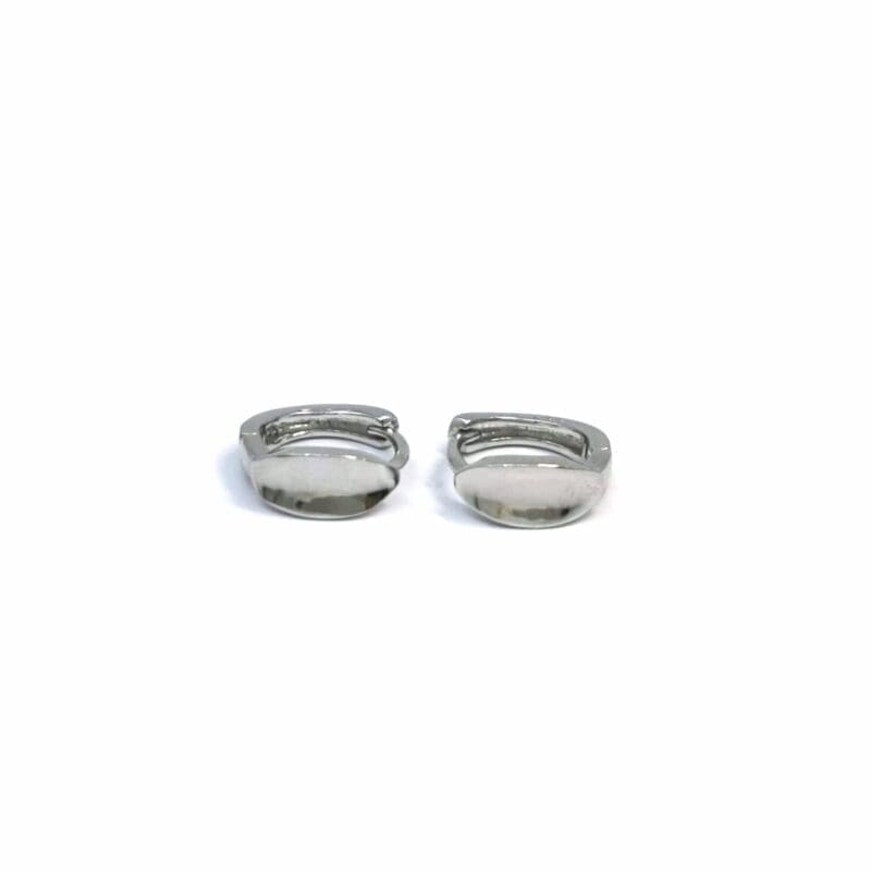 Polished small hoop earrings in hallmarked, rhodium-plated 925 sterling silver – back view – DRESCHER Jewellery®