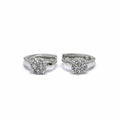 Silver small hoop earrings with white cubic zirconia stone flower decoration