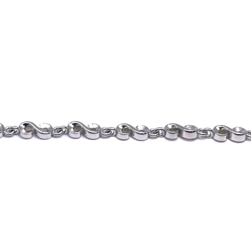 Infinity bracelet without silver stone in hallmarked, rhodium-plated 925 sterling silver – full front view – DRESCHER Jewellery®