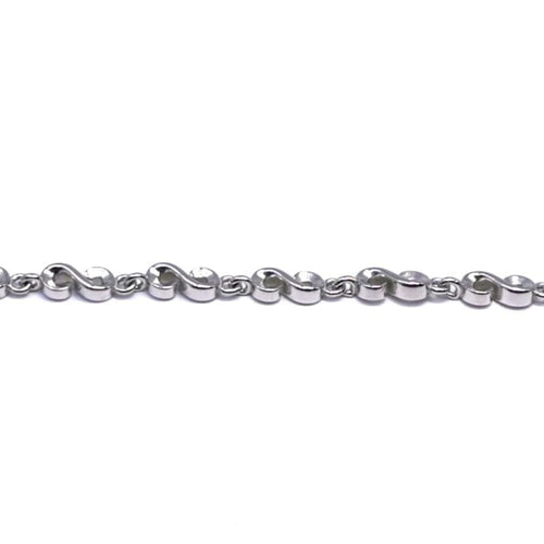 Infinity bracelet without silver stone in hallmarked, rhodium-plated 925 sterling silver – full front view – DRESCHER Jewellery®