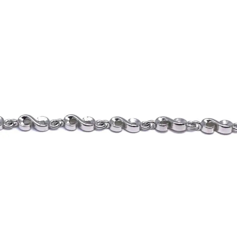 Infinity bracelet without silver stone in hallmarked, rhodium-plated 925 sterling silver – full front view – DRESCHER Jewellery®