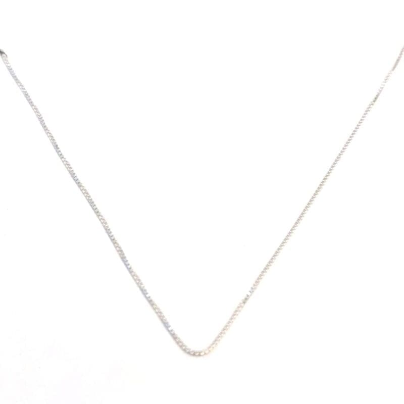 Cube chain 45cm in hallmarked, rhodium-plated 925 sterling silver – alternate front view – DRESCHER Jewellery®