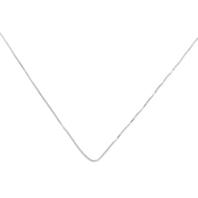 Cube chain /thin/ 40cm in hallmarked, rhodium-plated 925 sterling silver – front view – DRESCHER Jewellery®