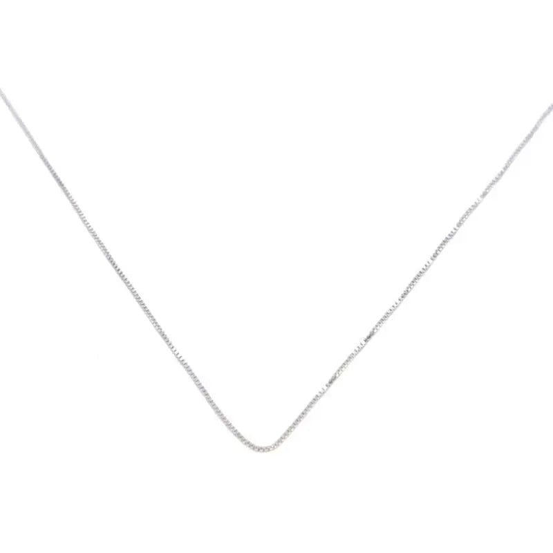 Cube chain /thin/ 45cm in hallmarked, rhodium-plated 925 sterling silver – front view – DRESCHER Jewellery®