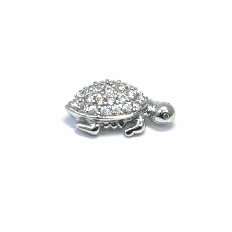 stone turtle pendant in hallmarked, rhodium-plated 925 sterling silver – alternate front view – DRESCHER Jewellery®