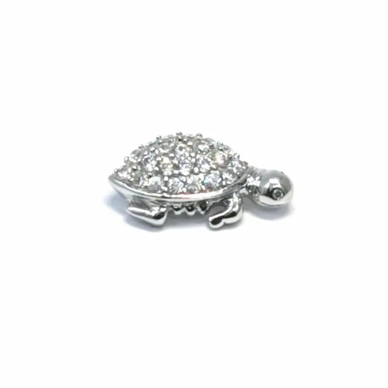 stone turtle pendant in hallmarked, rhodium-plated 925 sterling silver – front view – DRESCHER Jewellery®