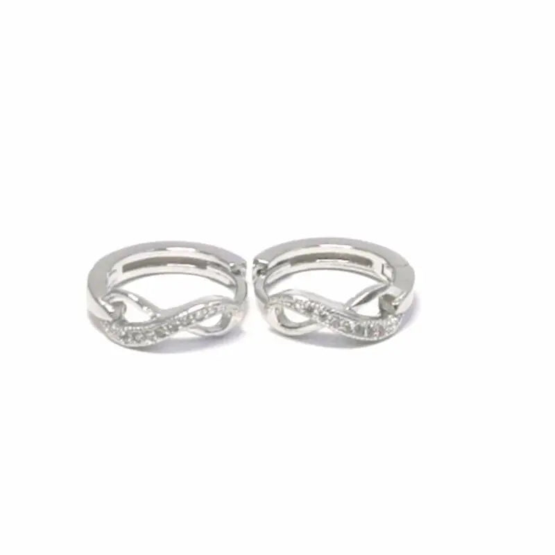 Silver stone infinity hoop earrings