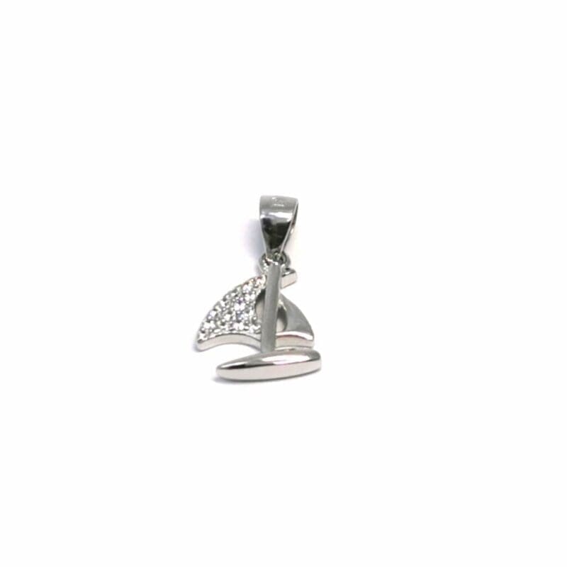 stone sailing pendant in hallmarked, rhodium-plated 925 sterling silver – alternate front view – DRESCHER Jewellery®