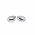 Silver in the middle white stone hoop earrings