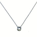 Silver chain with white 1 stone button pendant
