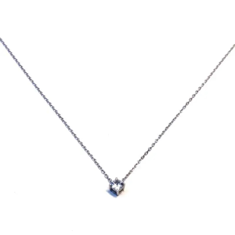 Silver chain white with 1 stone pendant