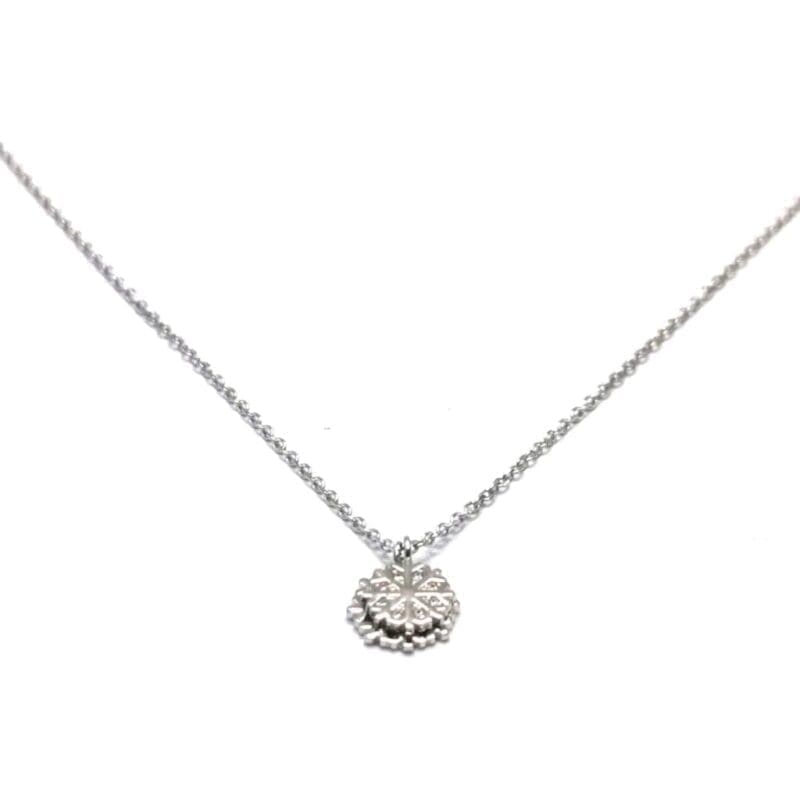 chain with white stone double snowflake pendant in hallmarked, rhodium-plated 925 sterling silver – alternate front view – DRESCHER Jewellery®