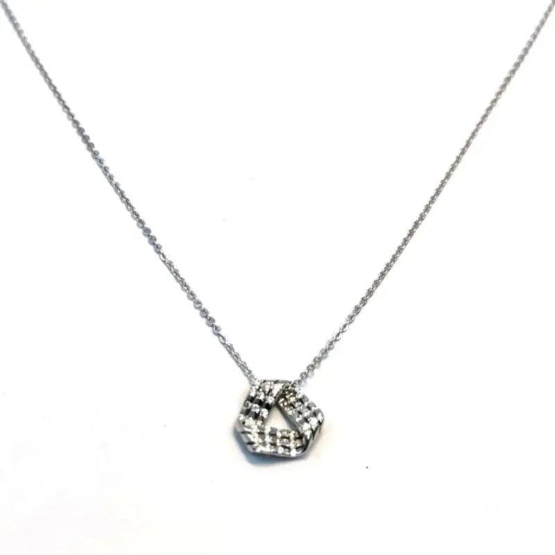 chain with white stone fantasy pendant in hallmarked, rhodium-plated 925 sterling silver – front view – DRESCHER Jewellery®