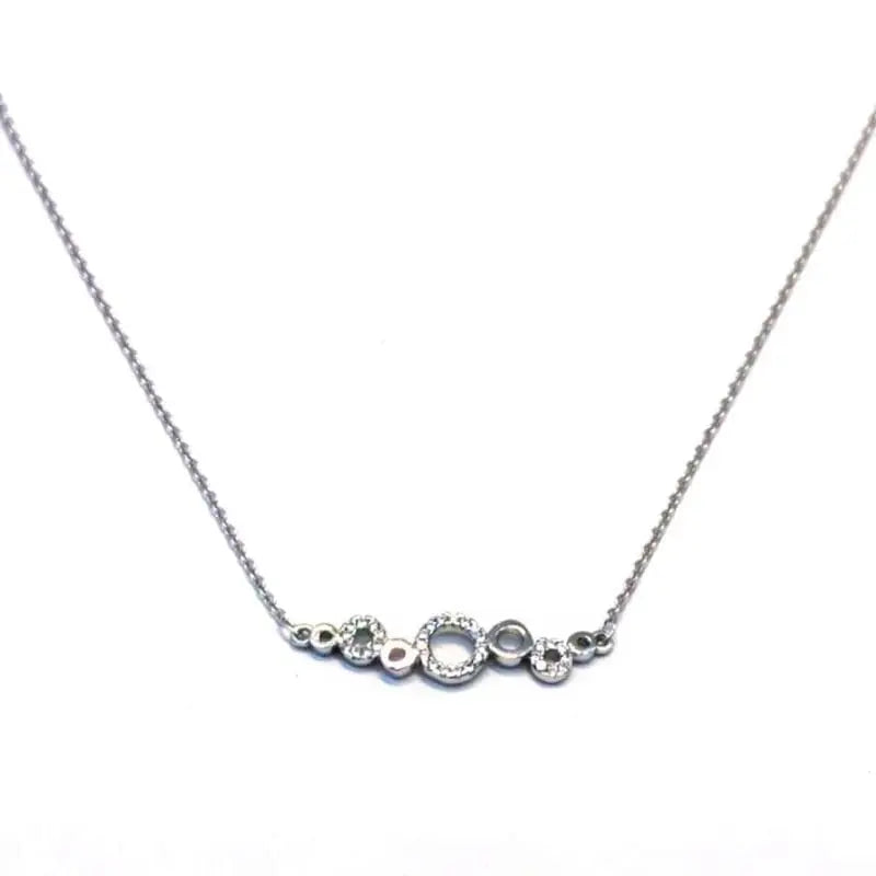 chain with white stone hoop and integrated pendant in hallmarked, rhodium-plated 925 sterling silver – front view – DRESCHER Jewellery®
