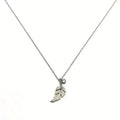 Silver chain with white stone leaf pendant
