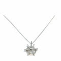 Silver chain with pearl white stone boat handle pendant