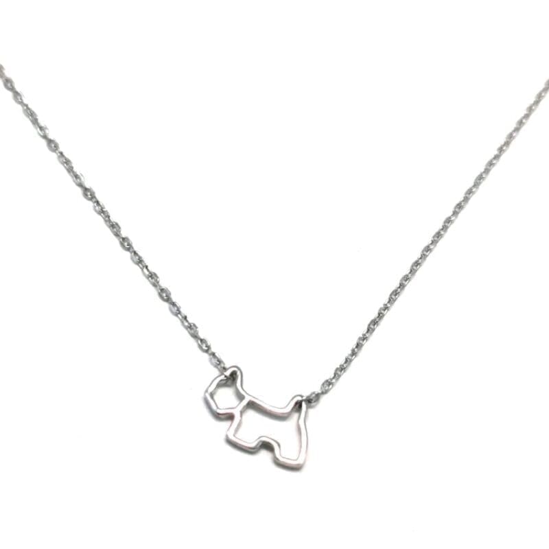chain with dog pendant in hallmarked, rhodium-plated 925 sterling silver – alternate front view – DRESCHER Jewellery®