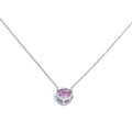 Silver chain with pink stone pendant