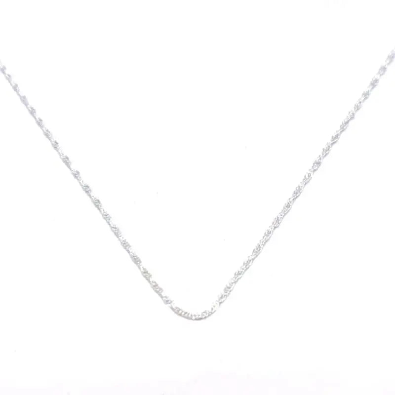 chain Singapore 50cm in hallmarked, rhodium-plated 925 sterling silver – front view – DRESCHER Jewellery®