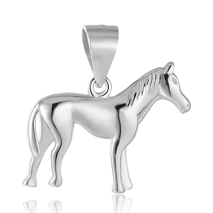 horse pendant in hallmarked, rhodium-plated 925 sterling silver – front view – DRESCHER Jewellery®