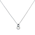 Silver necklace with white stone double hoop pendant