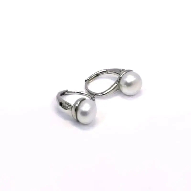 Silver beaded earrings with patent closure