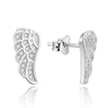 Silver stekker white stone angel wing earrings