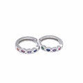 Silver coloured stone hoop earrings