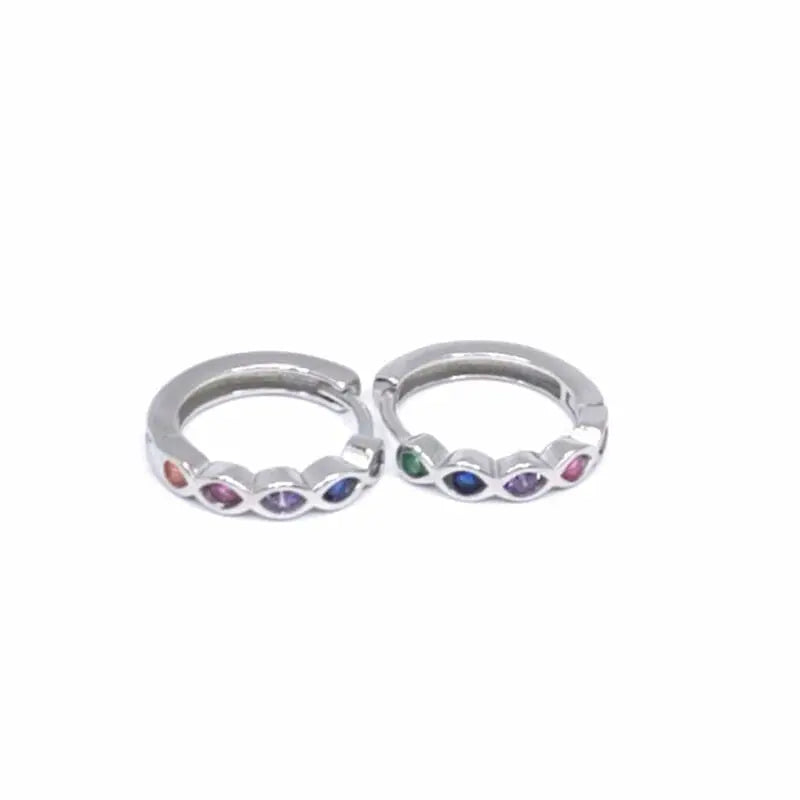 Silver coloured stone hoop earrings