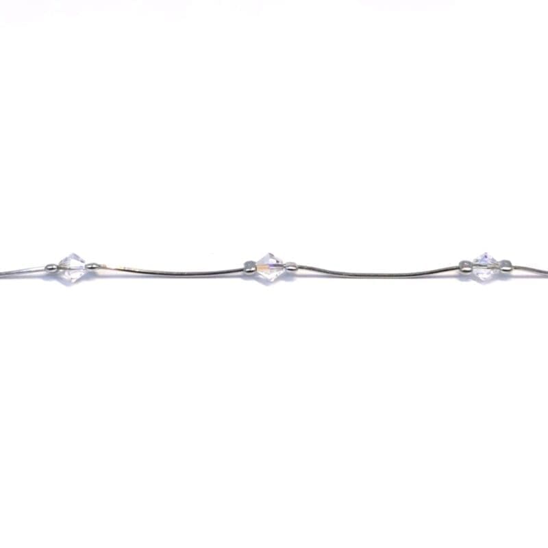 rainbow stone anklet in hallmarked, rhodium-plated 925 sterling silver – front view – DRESCHER Jewellery®