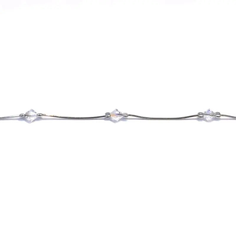 rainbow stone anklet in hallmarked, rhodium-plated 925 sterling silver – front view – DRESCHER Jewellery®