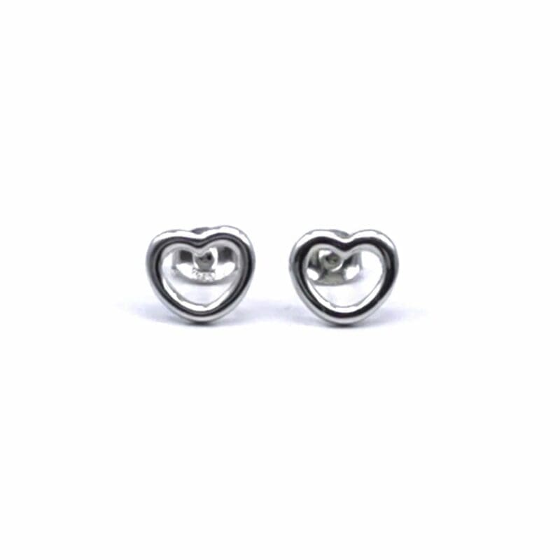 heart contour earrings in hallmarked, rhodium-plated 925 sterling silver – angled view – DRESCHER Jewellery®