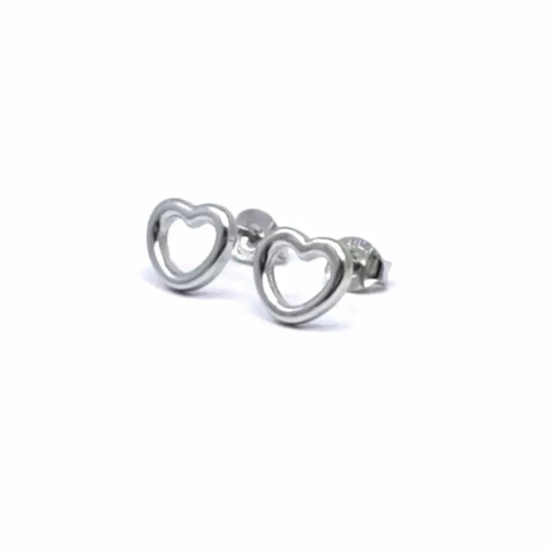 Silver heart contour earrings