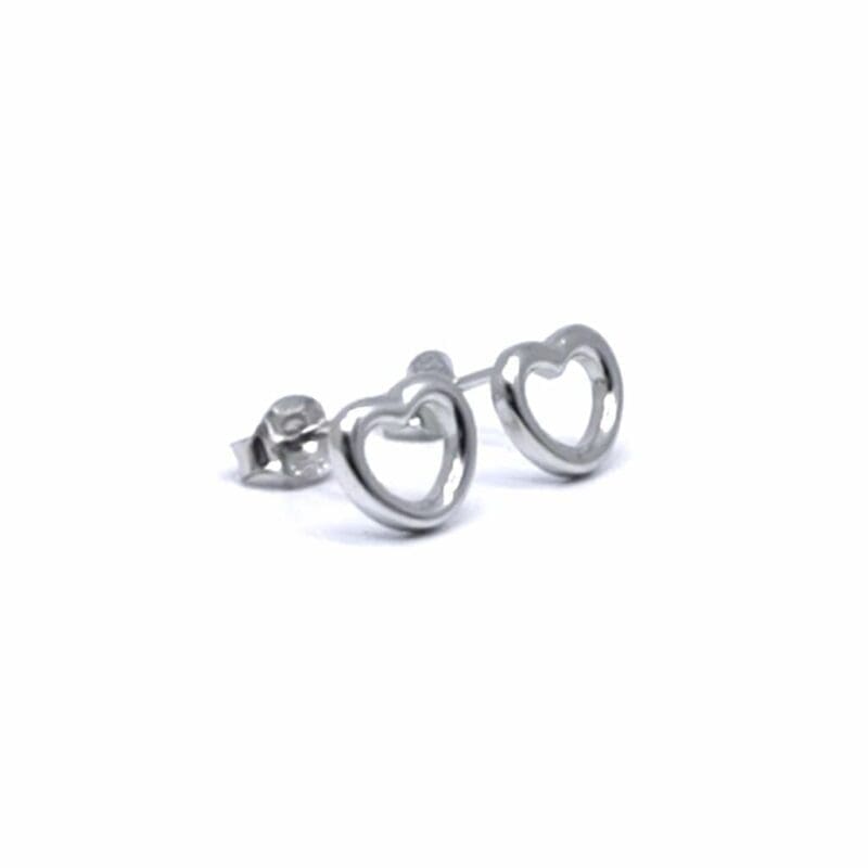heart contour earrings in hallmarked, rhodium-plated 925 sterling silver – alternate front view – DRESCHER Jewellery®