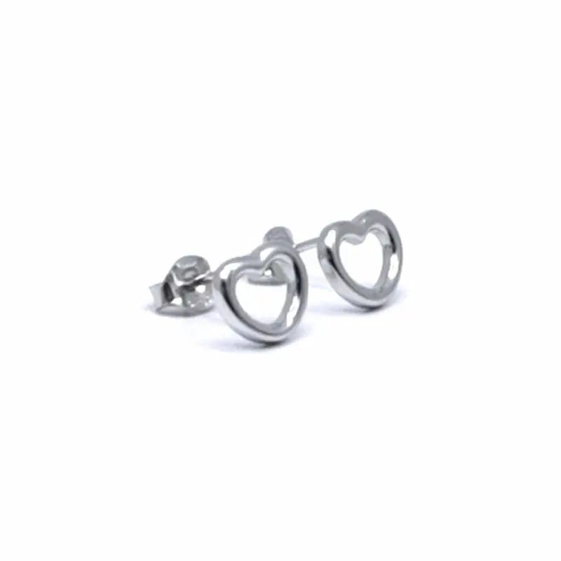 Silver heart contour earrings