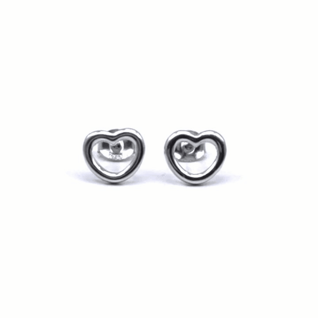 Silver heart contour earrings