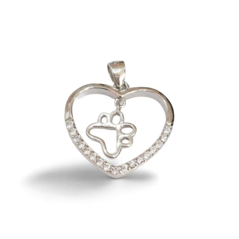 Tappanche heart pendant with white stone in hallmarked, rhodium-plated 925 sterling silver – alternate front view – DRESCHER Jewellery®