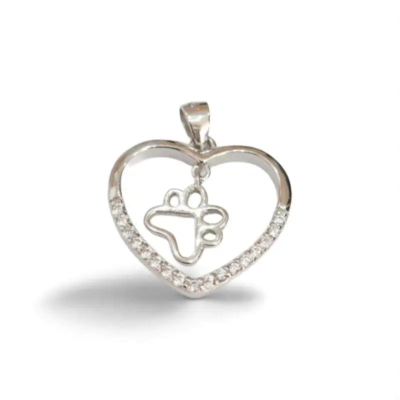 Tappanche heart pendant with white stone in hallmarked, rhodium-plated 925 sterling silver – front view – DRESCHER Jewellery®