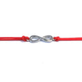 Silver infinity sign double strand red cotton bracelet